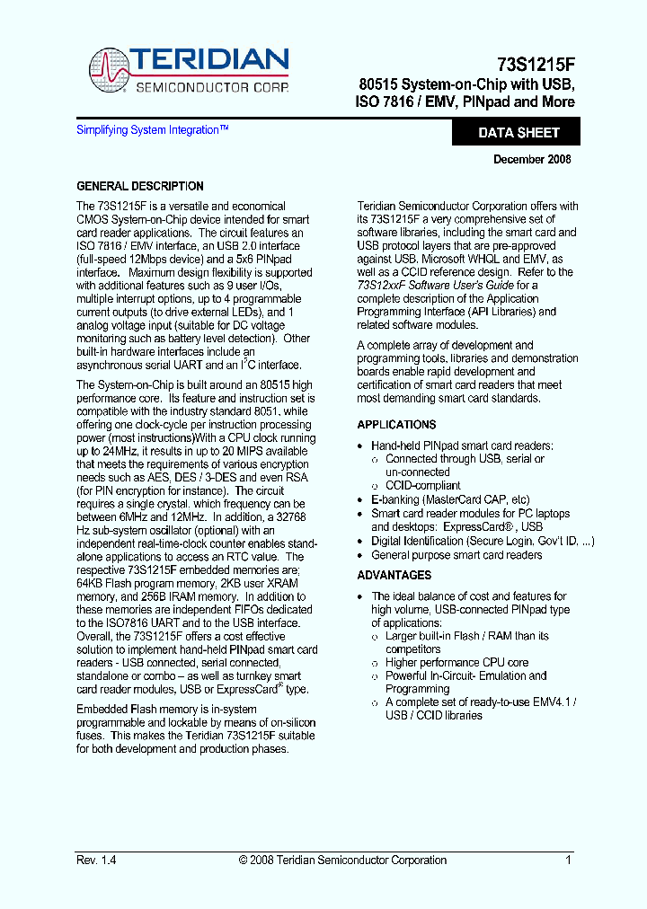 73S1215F-68IMF_4881859.PDF Datasheet