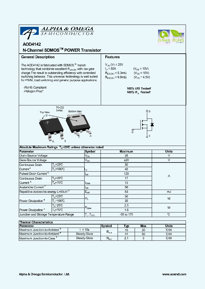 AOD4142_4623001.PDF Datasheet