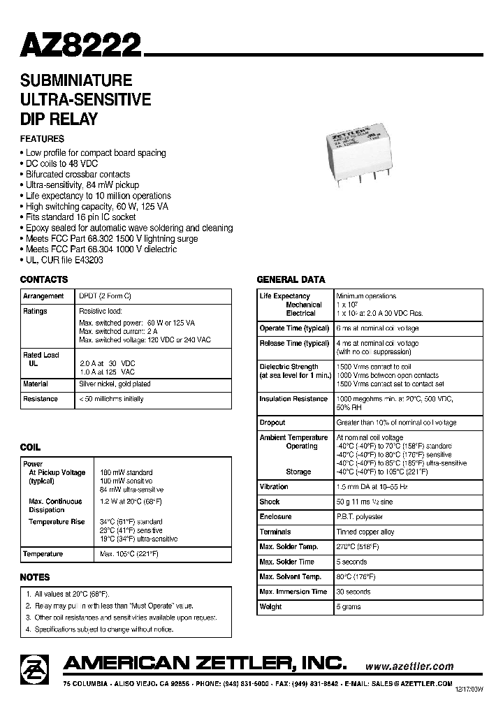 AZ8222-2C-12DME_4667282.PDF Datasheet