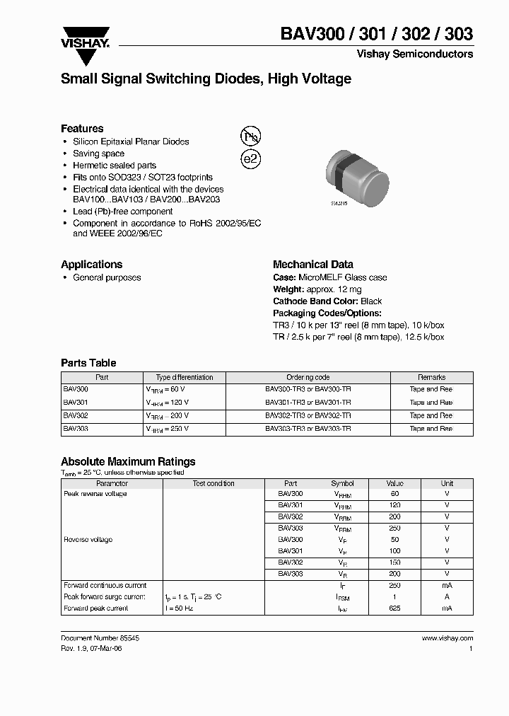 BAV301-TR_4398727.PDF Datasheet