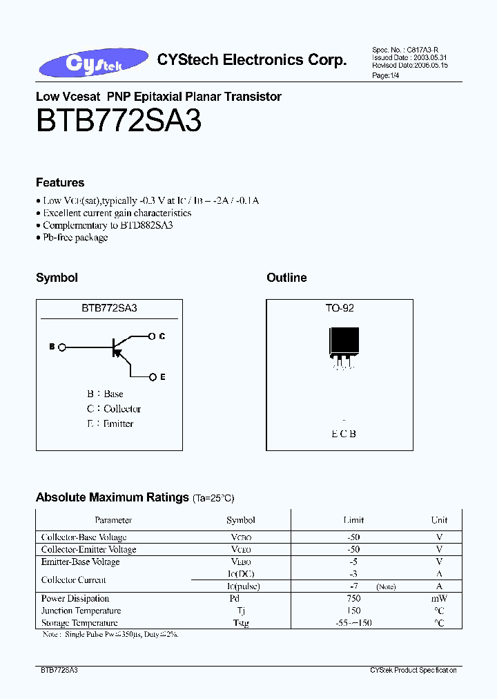 BTB772SA306_4589970.PDF Datasheet