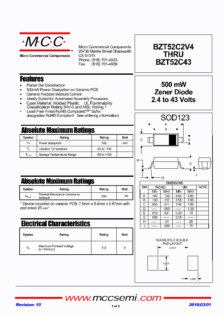BZT52C10-TP_4725520.PDF Datasheet