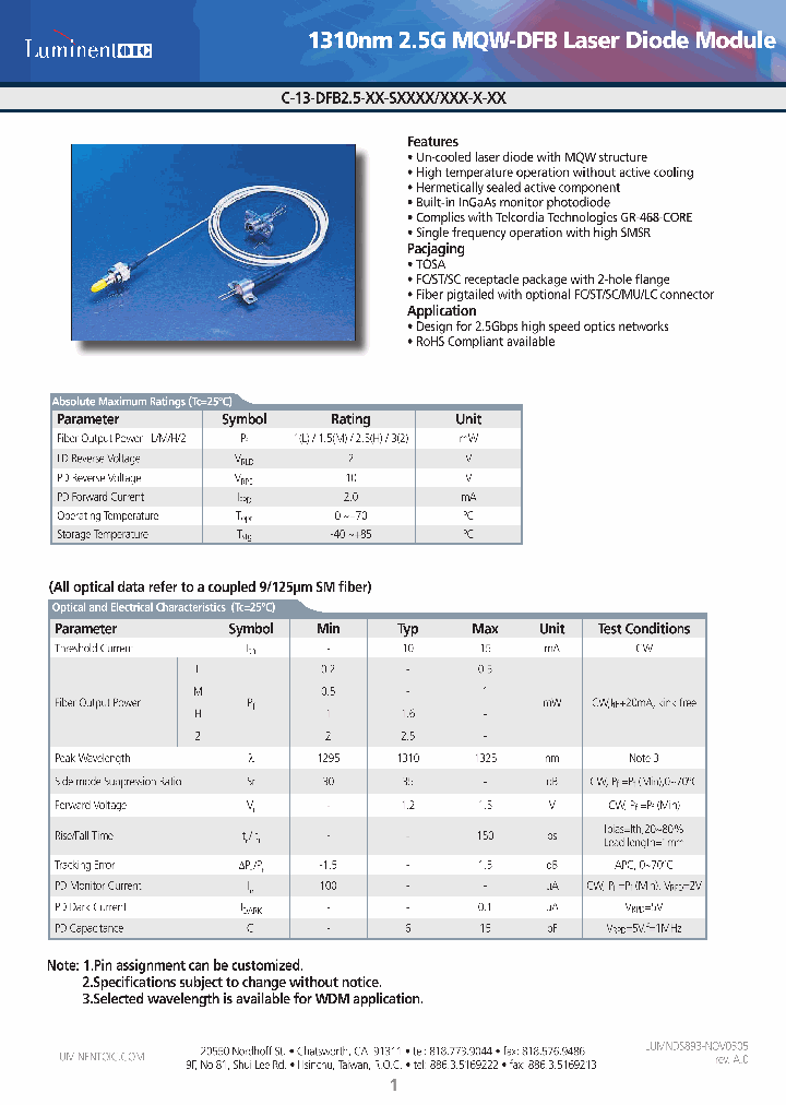 C-13-DFB25-P-S2_4549773.PDF Datasheet