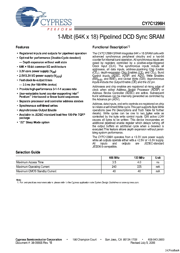 CY7C1298H-100AXC_4214526.PDF Datasheet