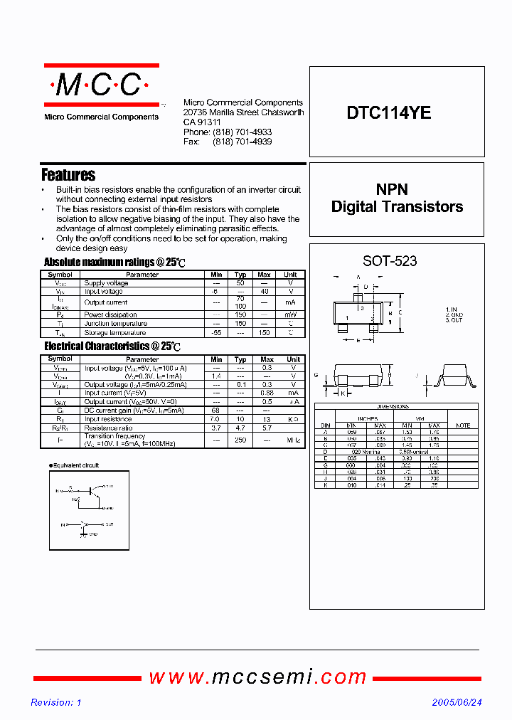 DTC114YE_4335326.PDF Datasheet