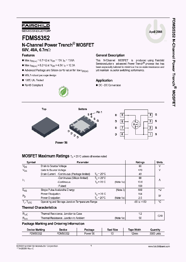 FDMS5352_4282649.PDF Datasheet