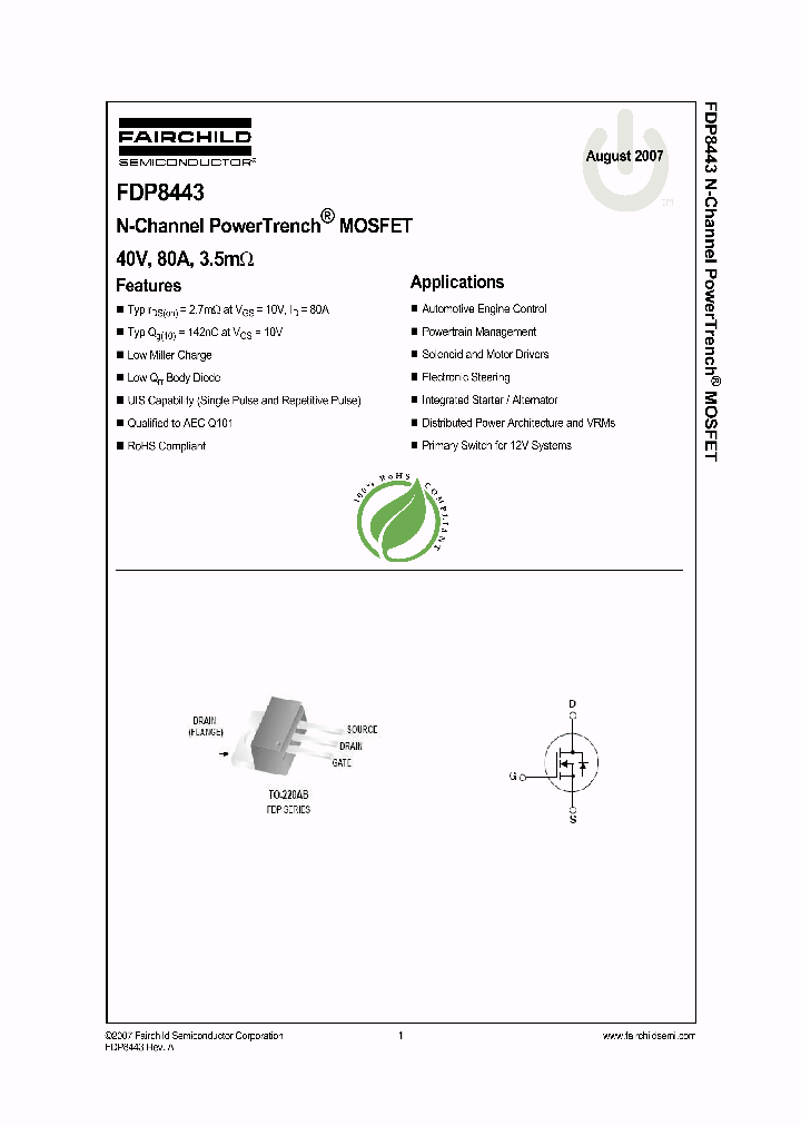 FDP8443_4483243.PDF Datasheet