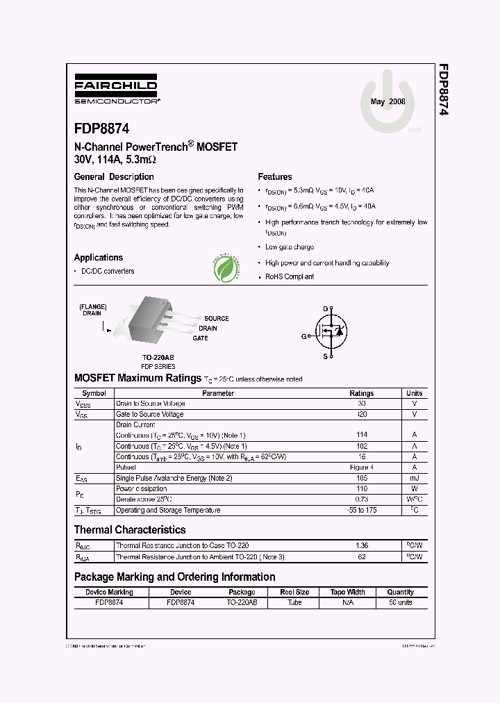 FDP8874_4523616.PDF Datasheet