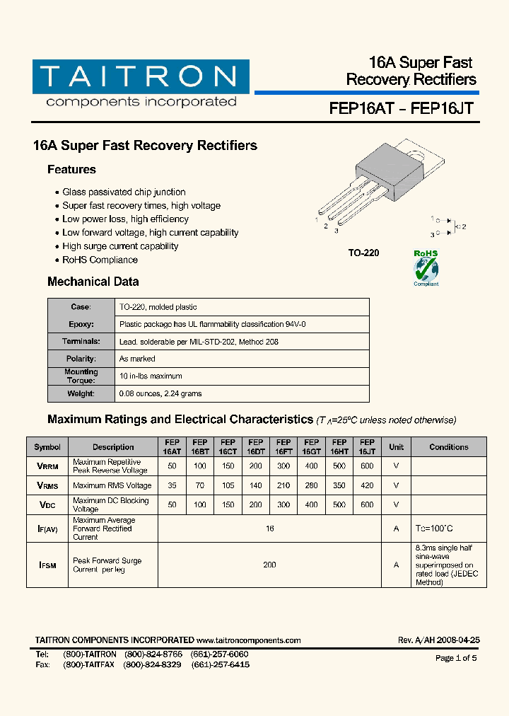 FEP16FT_4224209.PDF Datasheet