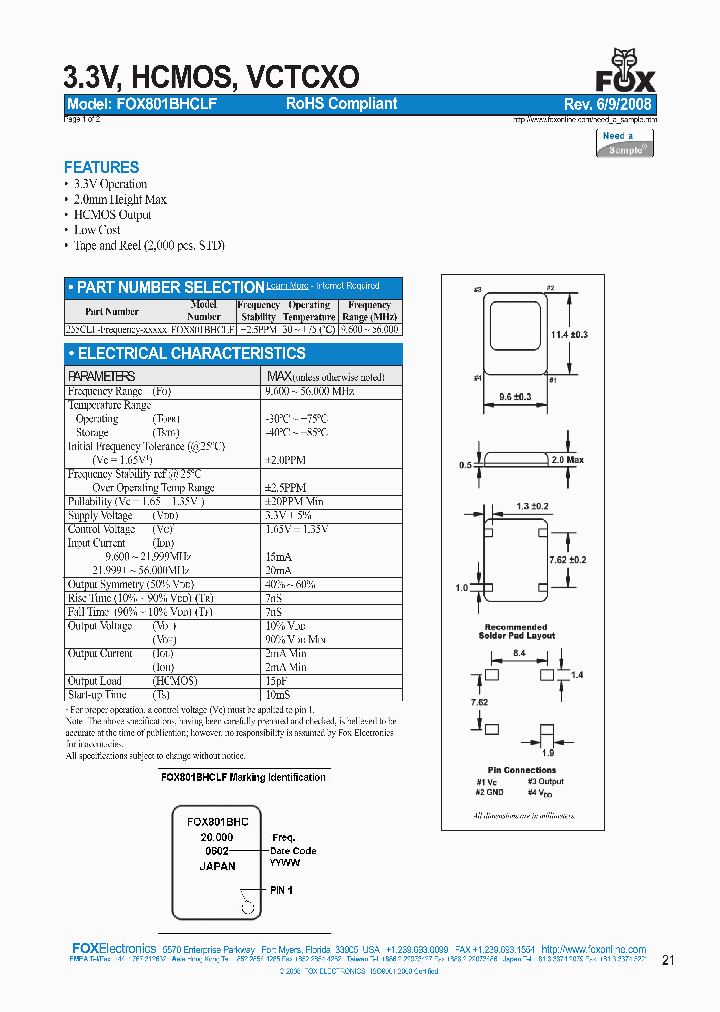 FOX801BHCLF_4198502.PDF Datasheet