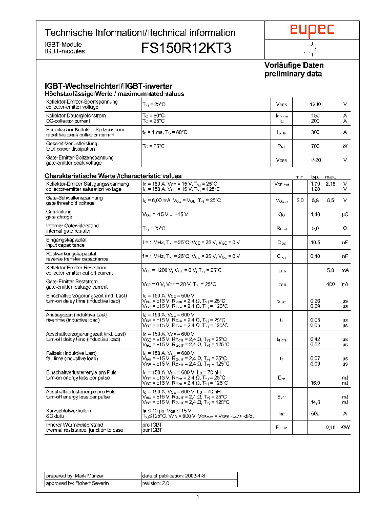 FS150R12KT3_4166396.PDF Datasheet