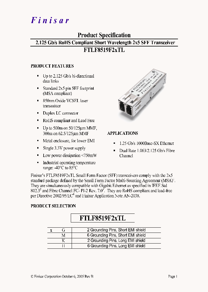 FTLF8519F2GTL_4623428.PDF Datasheet