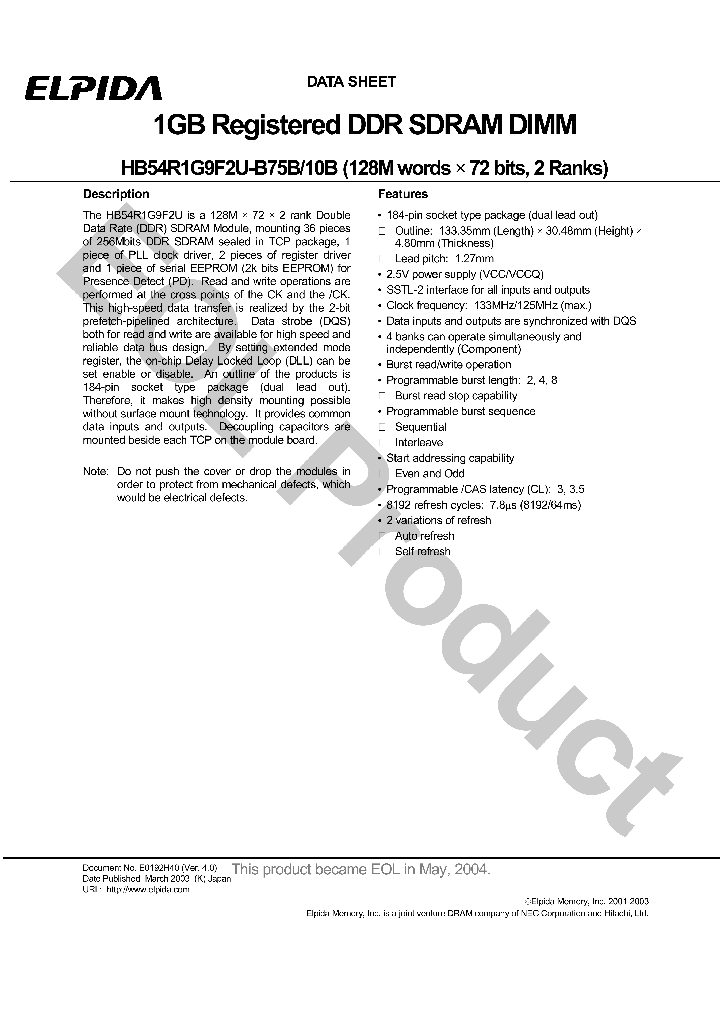 HB54R1G9F2U-10B_4509066.PDF Datasheet