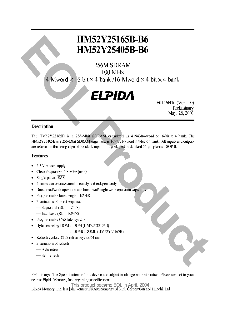 HM52Y25405B-B6_4508268.PDF Datasheet