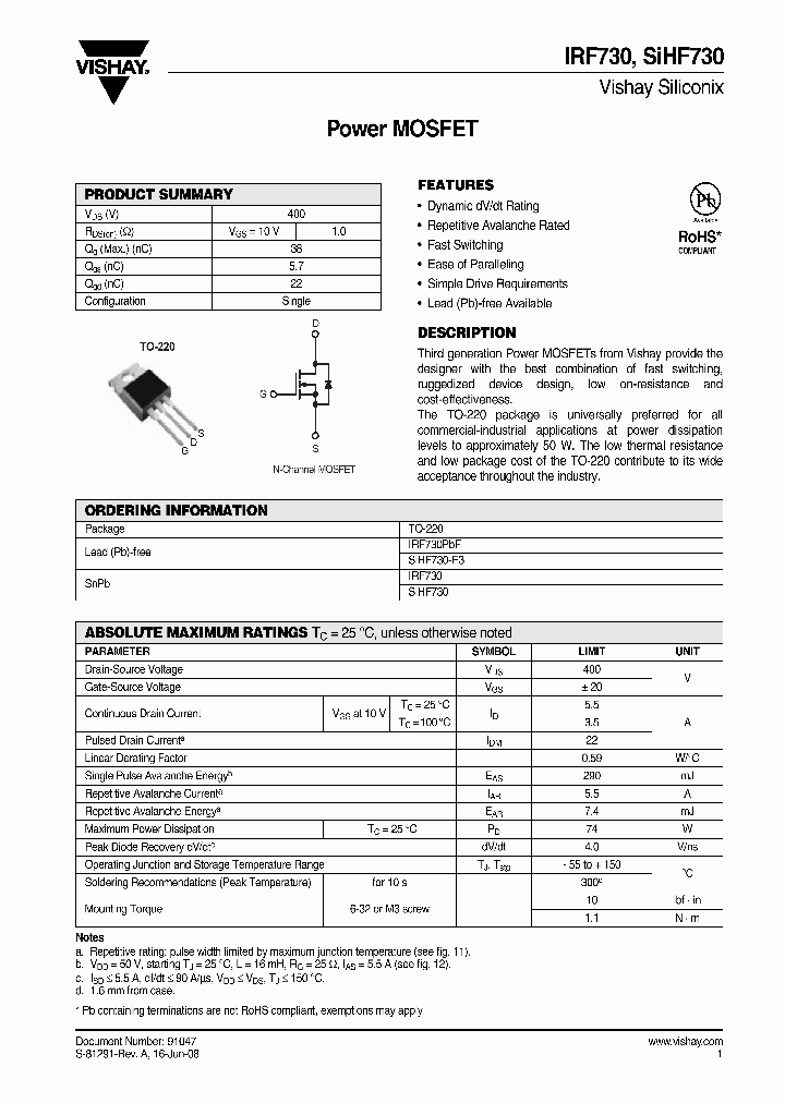 IRF730_4334400.PDF Datasheet