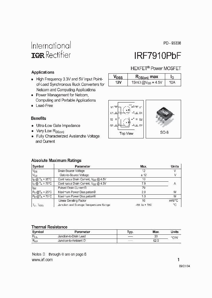 IRF7910PBF_4345846.PDF Datasheet