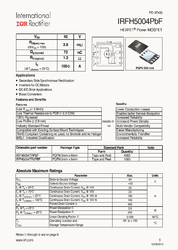 IRFH5004PBF_4894161.PDF Datasheet