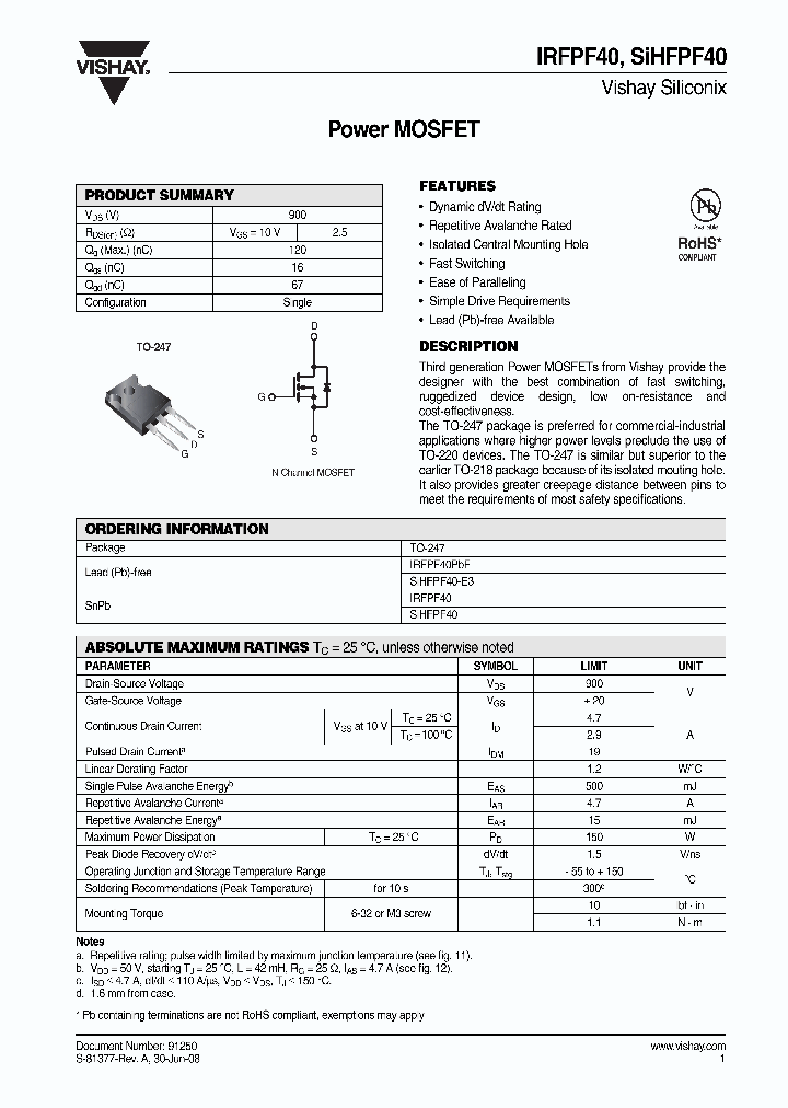 IRFPF40_4371631.PDF Datasheet