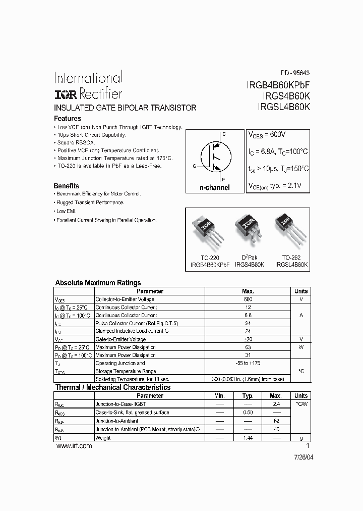 IRGB4B60KPBF_4187875.PDF Datasheet