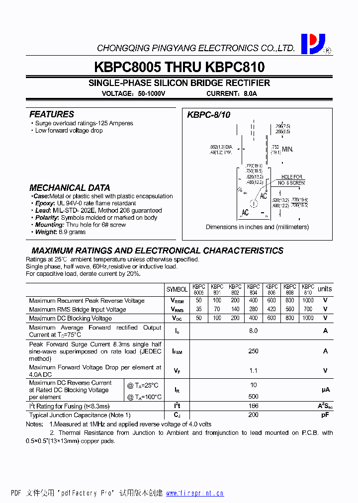 KBPC810_4530350.PDF Datasheet