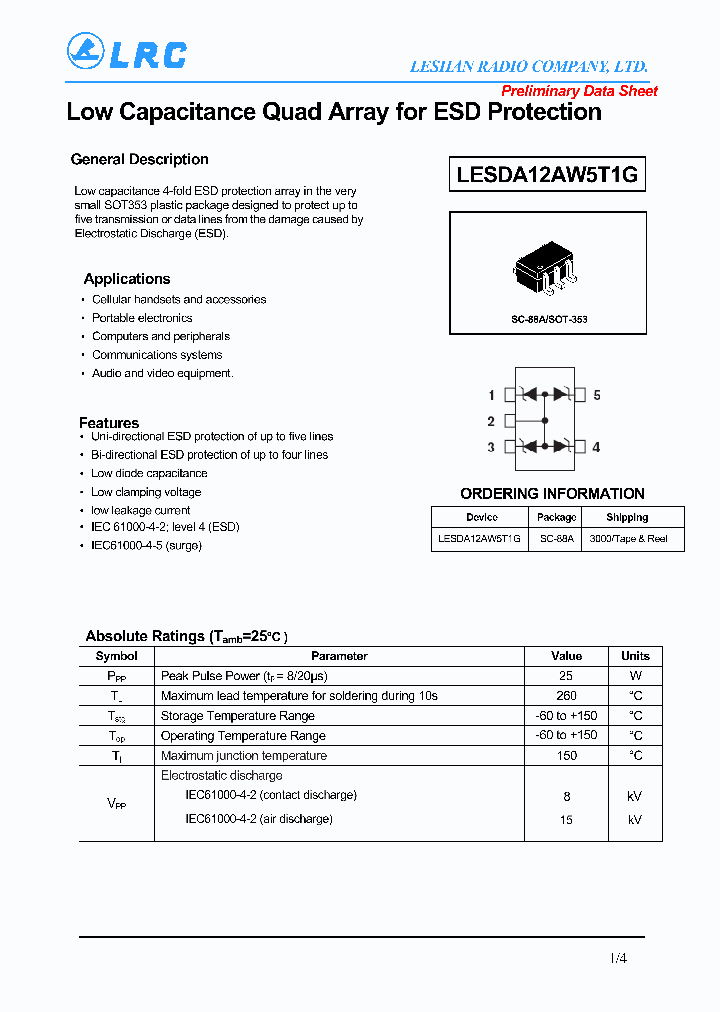 LESDA12AW5T1G_4425027.PDF Datasheet