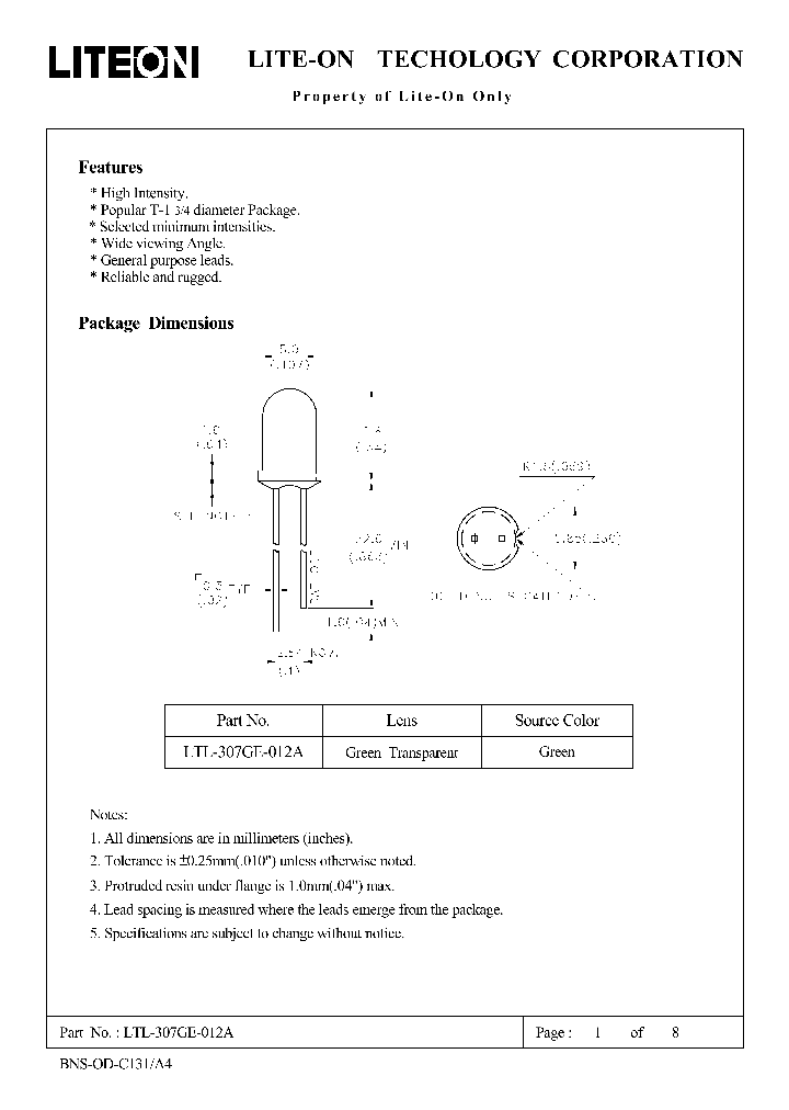 LTL-307GE-012A_4710289.PDF Datasheet