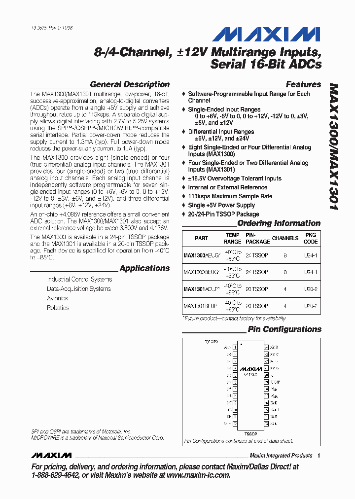 MAX1300AEUG_4911840.PDF Datasheet