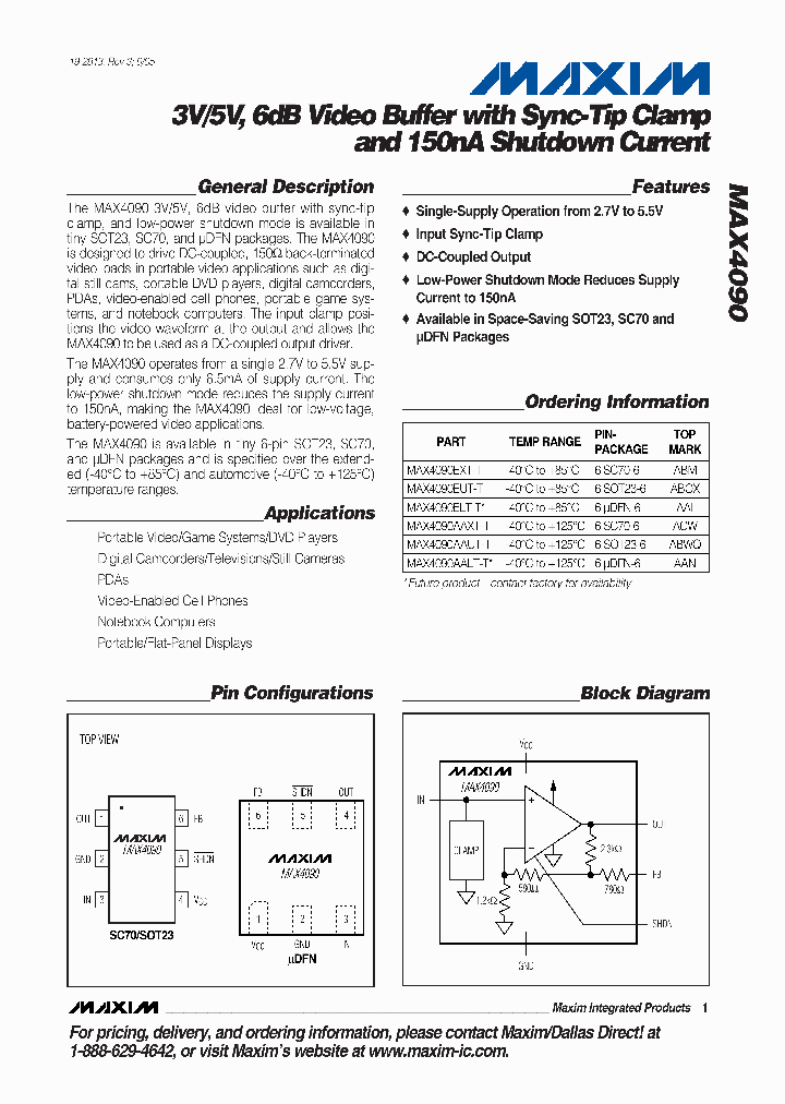 MAX4090AAXT-T_4182233.PDF Datasheet