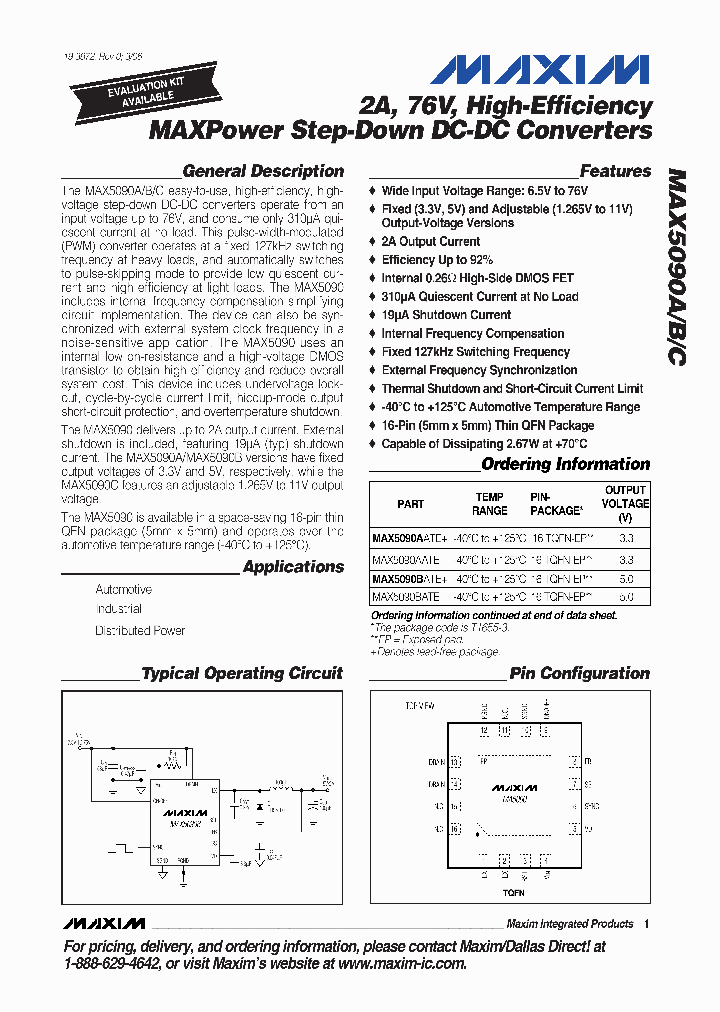 MAX5090AATE_4188877.PDF Datasheet