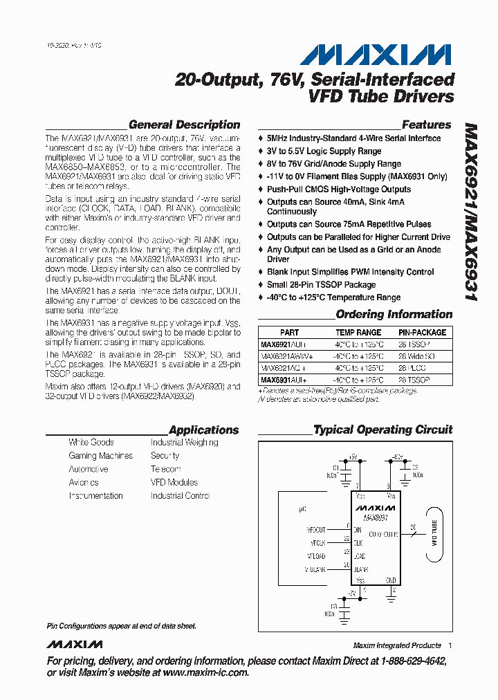 MAX6931AUI_4916203.PDF Datasheet