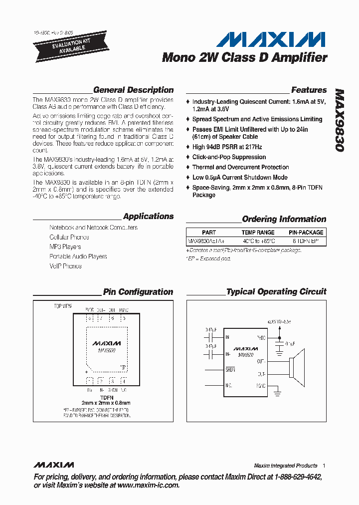 MAX9830AETA_4519317.PDF Datasheet