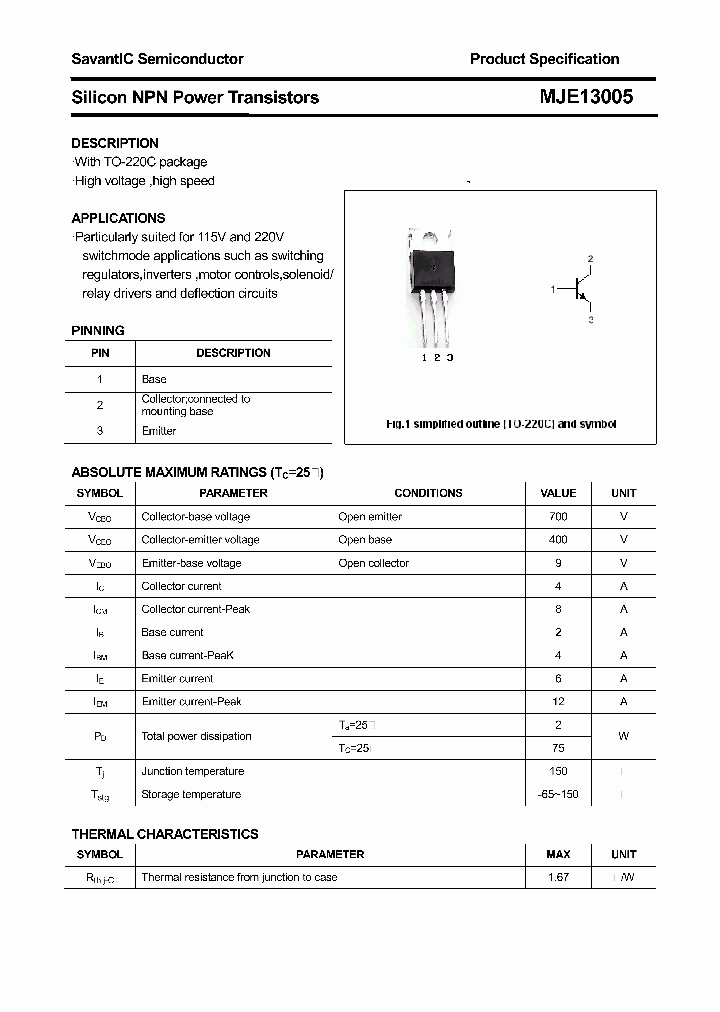 MJE13005_4608390.PDF Datasheet