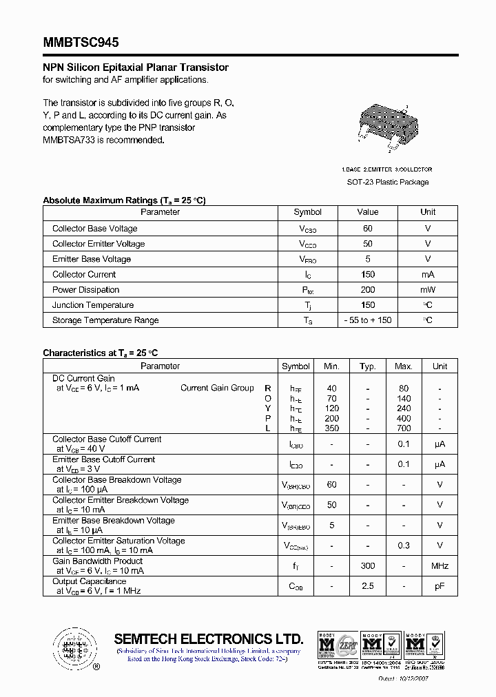 MMBTSC945_4455423.PDF Datasheet