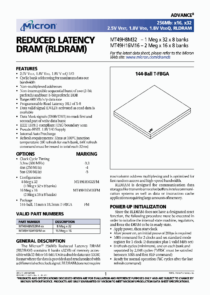 MT49H8M32_4170364.PDF Datasheet