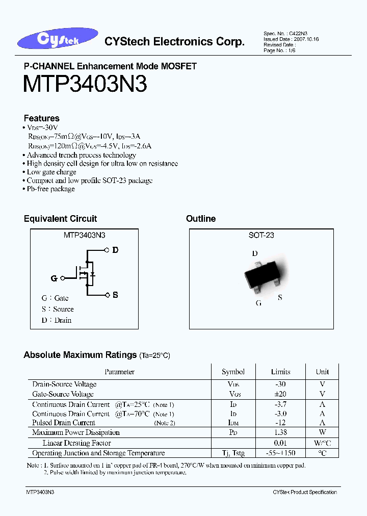 MTP3403N3_4602036.PDF Datasheet