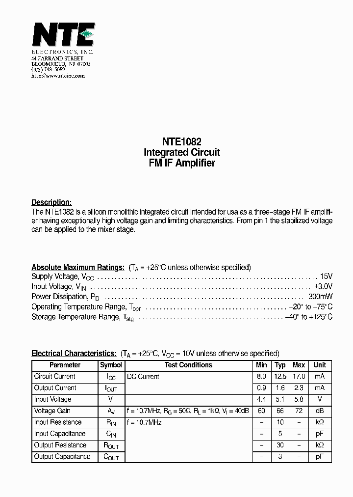 NTE1082_4428592.PDF Datasheet