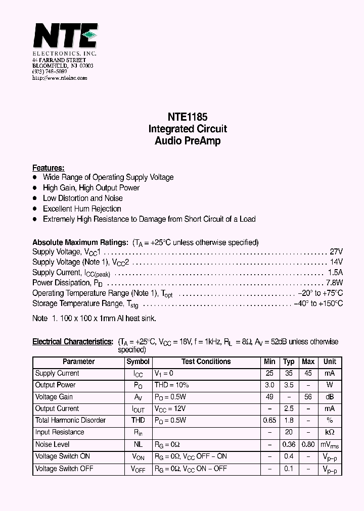 NTE1185_4386704.PDF Datasheet