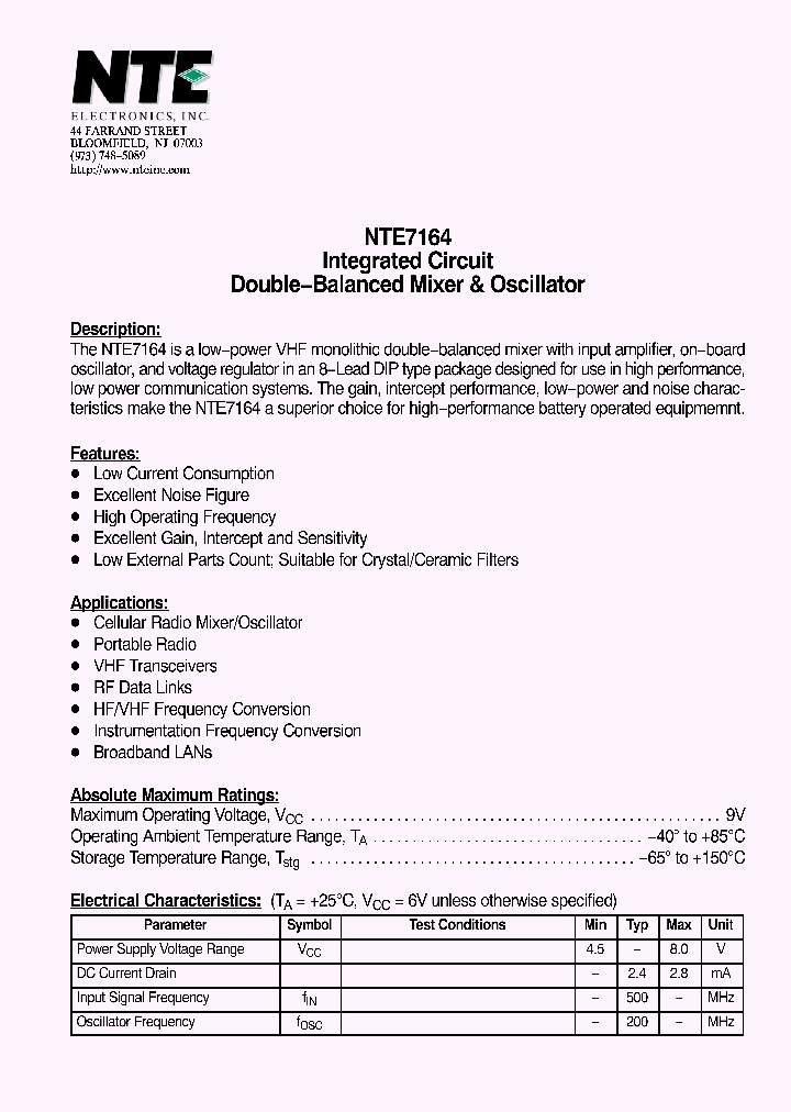 NTE7164_4780435.PDF Datasheet