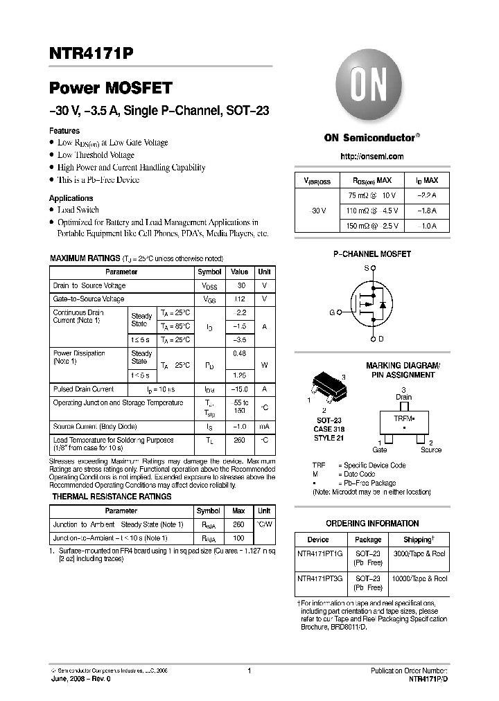 NTR4171P_4626461.PDF Datasheet