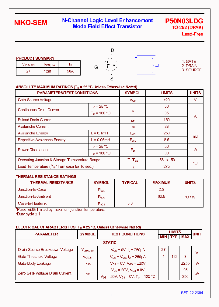 P50N03LDG_4254588.PDF Datasheet