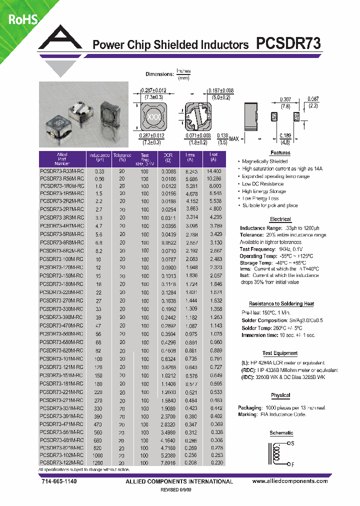 PCSDR73-100M-RC_4588476.PDF Datasheet