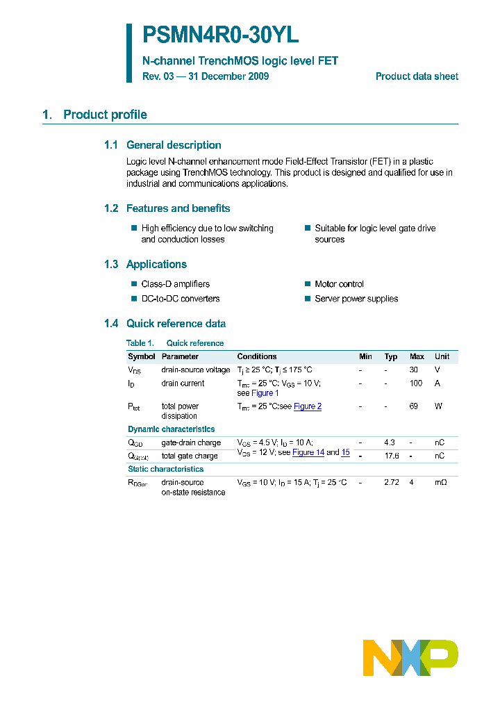 PSMN4R0-30YL09_4581661.PDF Datasheet