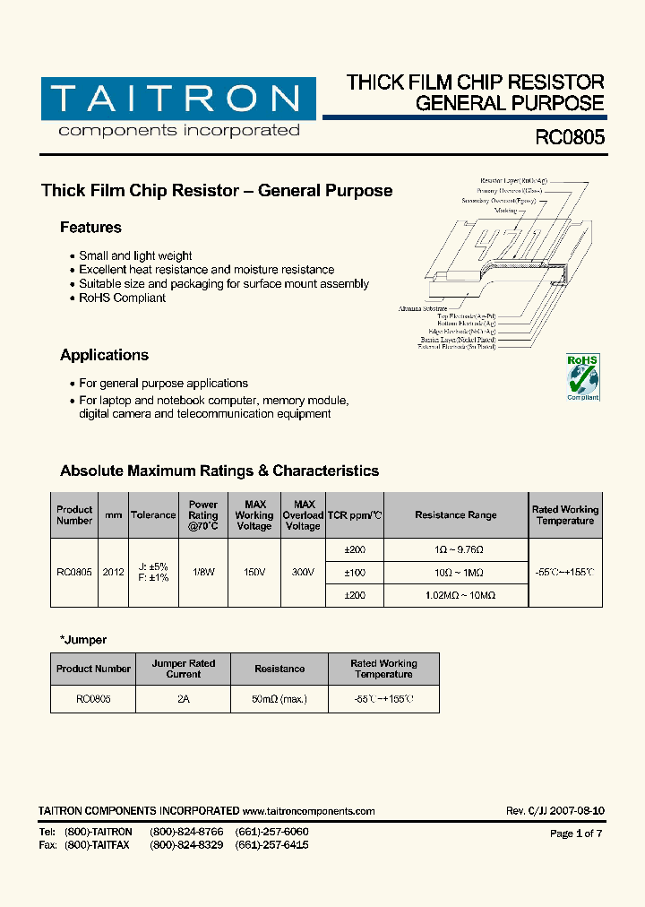 RC0805F103-XX-BL_4197087.PDF Datasheet