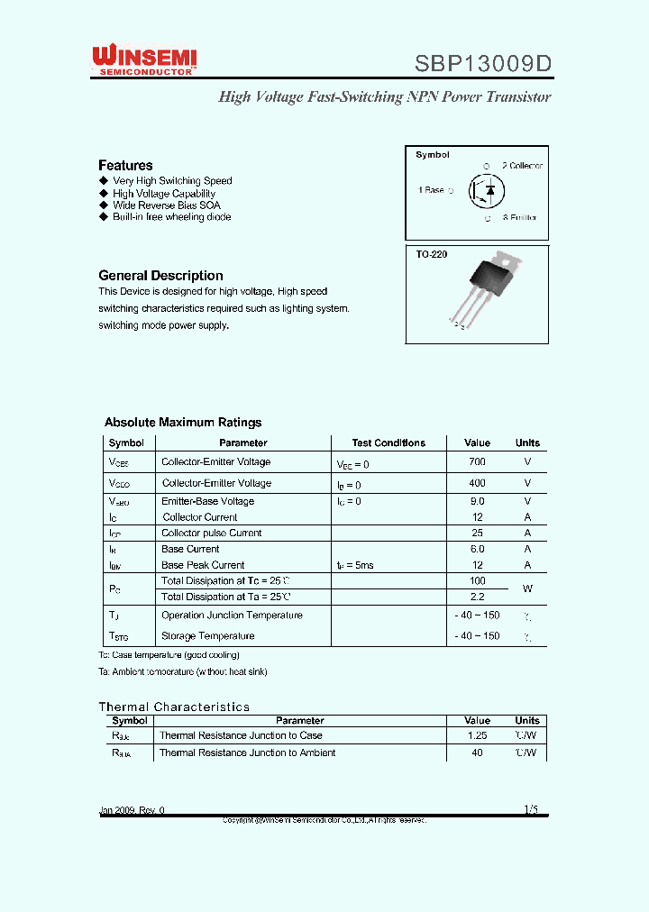 SBP13009D_4893307.PDF Datasheet