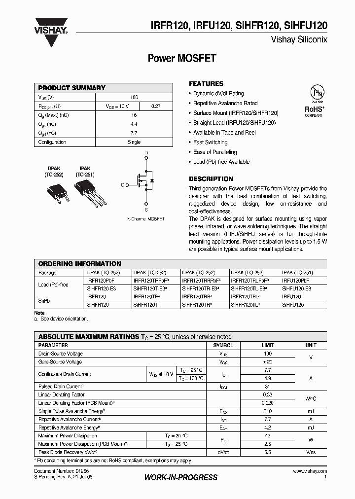 SIHFR120-E3_4266416.PDF Datasheet