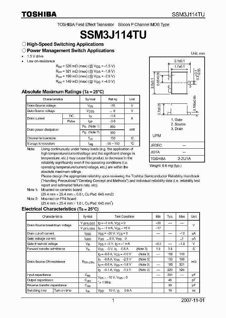 SSM3J114TU_4606523.PDF Datasheet