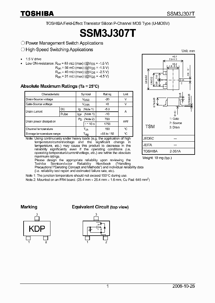 SSM3J307T_4669537.PDF Datasheet