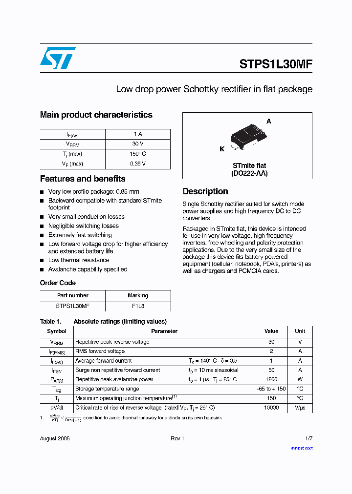 STPS1L30MF_4377770.PDF Datasheet