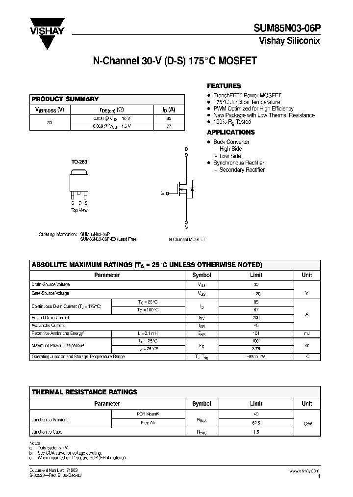 SUM85N03-06P_4259621.PDF Datasheet