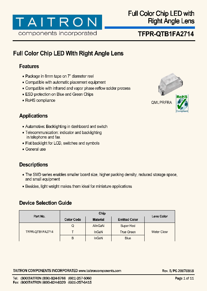 TFPR-QTB1FA-2714-92-TR70_4349282.PDF Datasheet